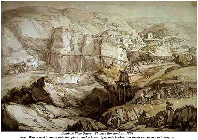 Delabole Slate Quarry Thomas Rowlandson 1808